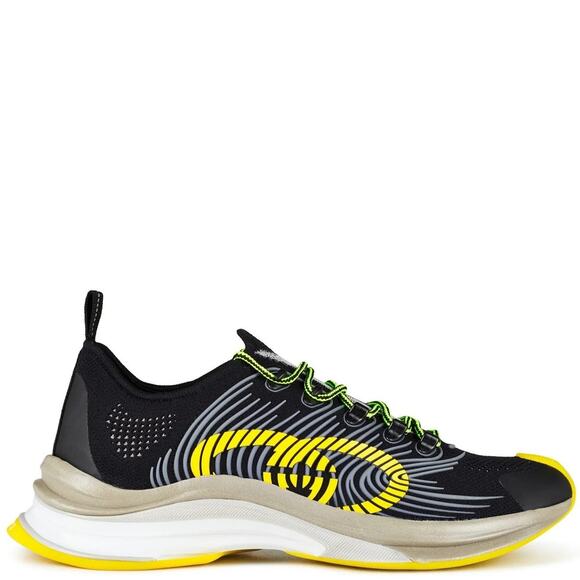GUCCI Men GG RUN Sneakers Athletic Low Top 680938 Black Yellow 11 | US 11.5 NEW - Picture 1 of 15